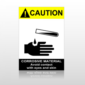 ANSI Caution Corrosive Material Avoid Contact With Eyes And Skin